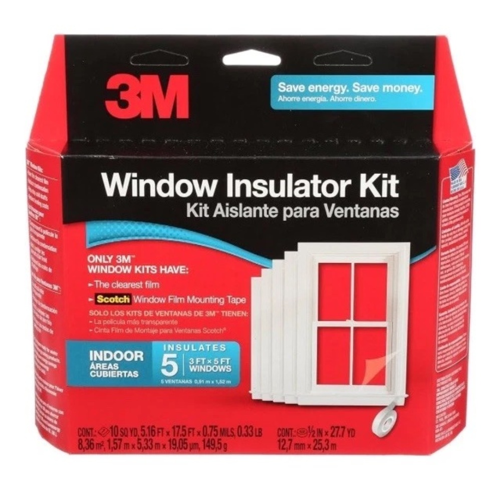 5 3x5 3M Indoor Window Insulator Kit Window Insulation Film for Heat and Cold